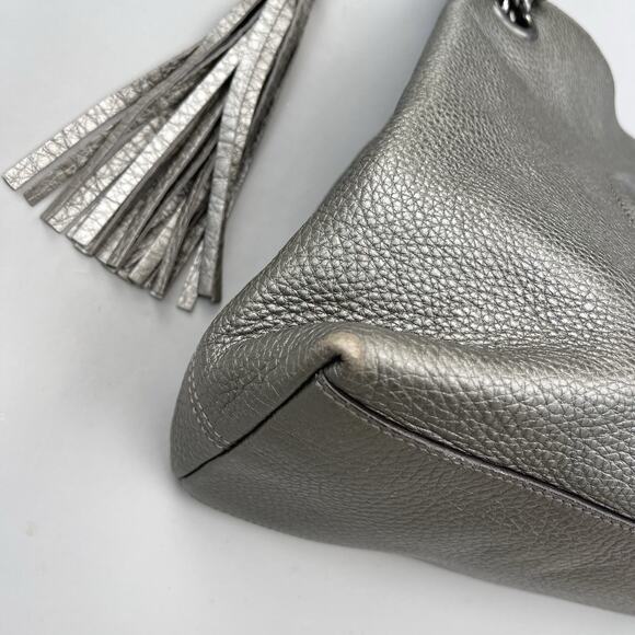 Gucci Soho Medium Double Shoulder Tote Charcoal Grey And Gunmetal Hardware - Picture 3 of 15